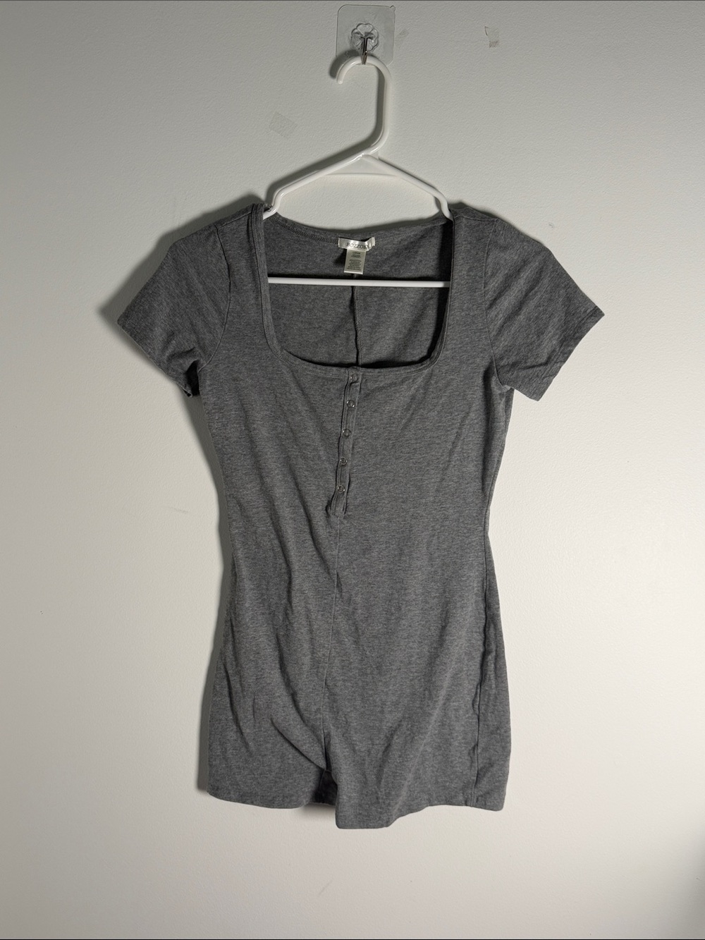 Bozzolo gray short sleeve sexy square mid button down short romper